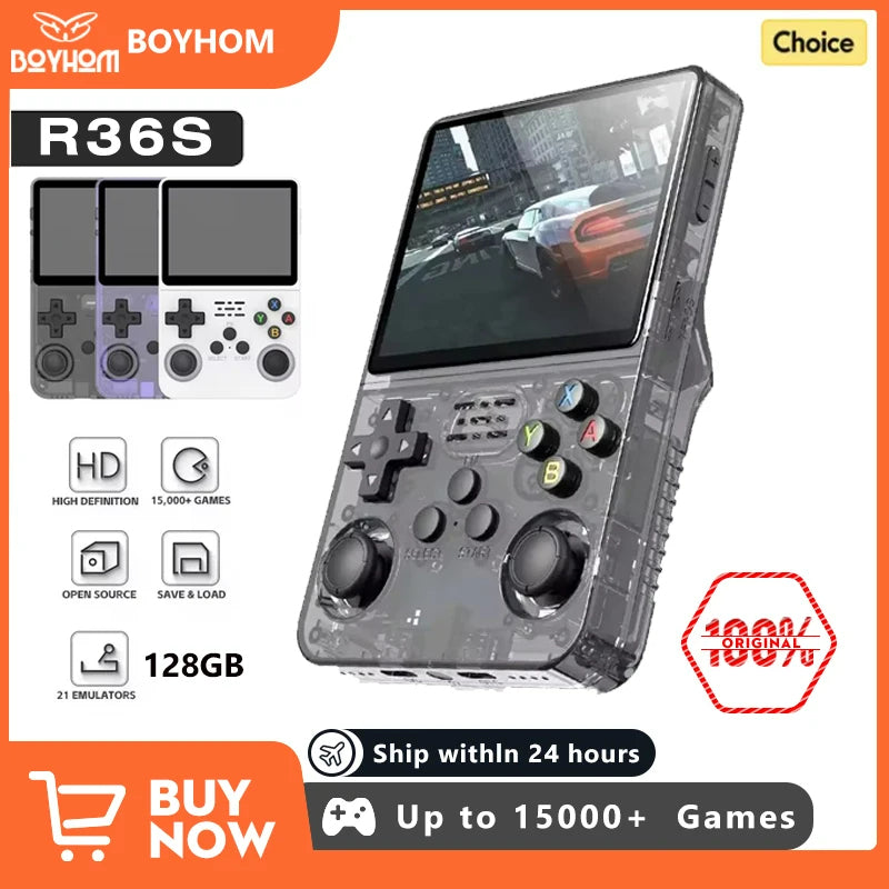 R36S Retro Handheld-Konsole – 128GB/64GB, 3,5'' IPS, Linux