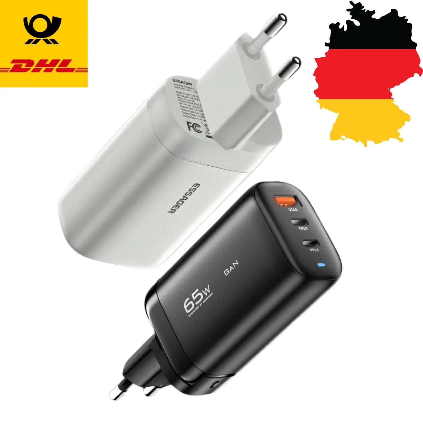 Schnellladegerät 65W mit 3 USB-C Ports - Kauftronik